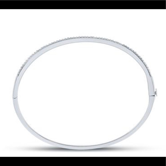 10k white gold vermeil REAL DIAMOND bangle not CZ not moissanite best gift Sale - Picture 4 of 17